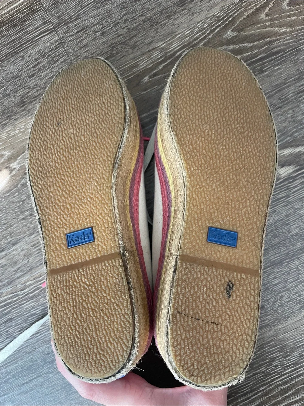 KATE SPADE KEDS Cream Platform Sneakers with Pink and Yellow Trim